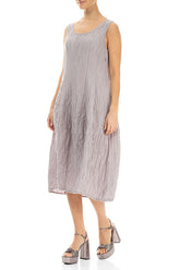 Sleeveless Balloon Crinkled Greige Silk Linen Dress 3
