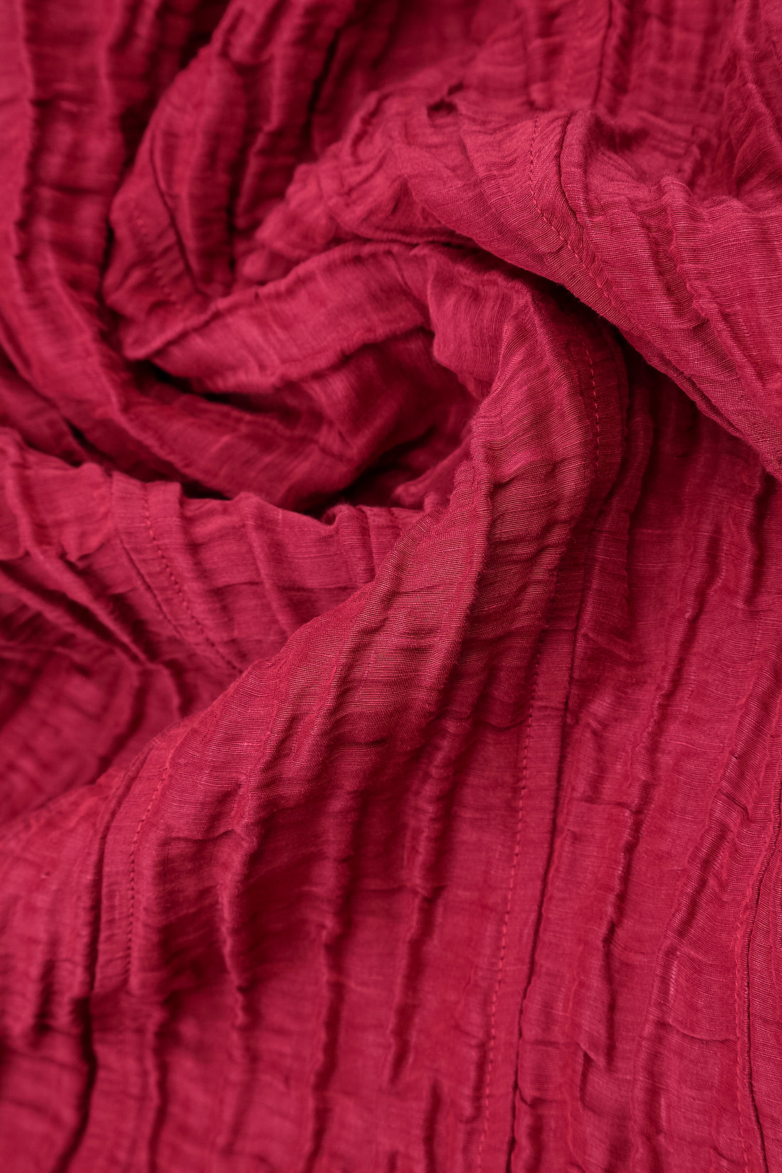 Sleeveless Balloon Crinkled Ruby Silk Linen Dress 6