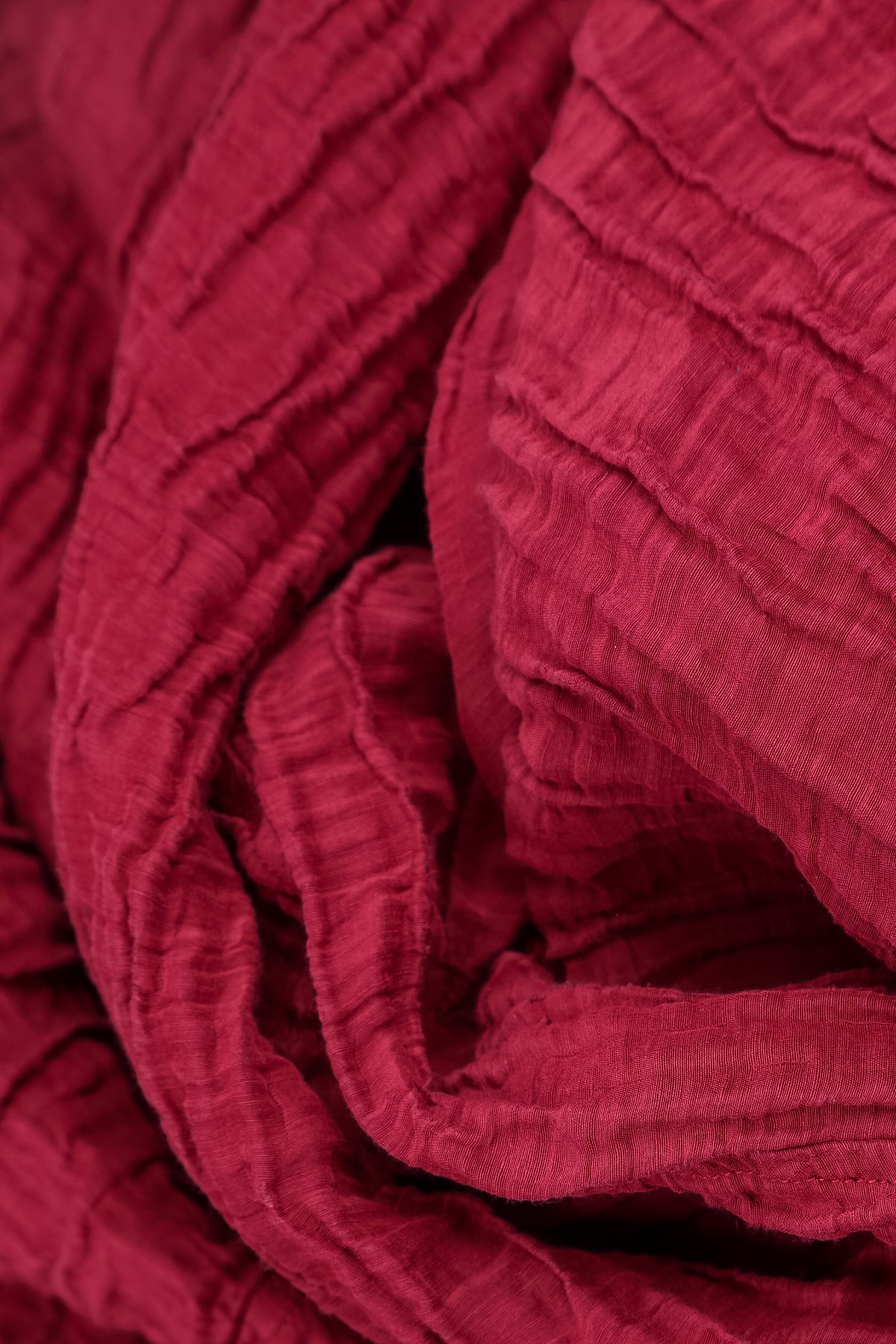 Sleeveless Balloon Crinkled Ruby Silk Linen Dress
