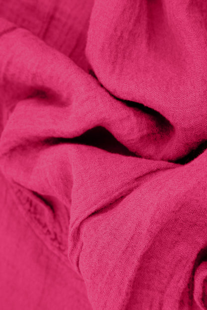 Ärmelloses Ballonkleid aus Fuchsia-Leinen