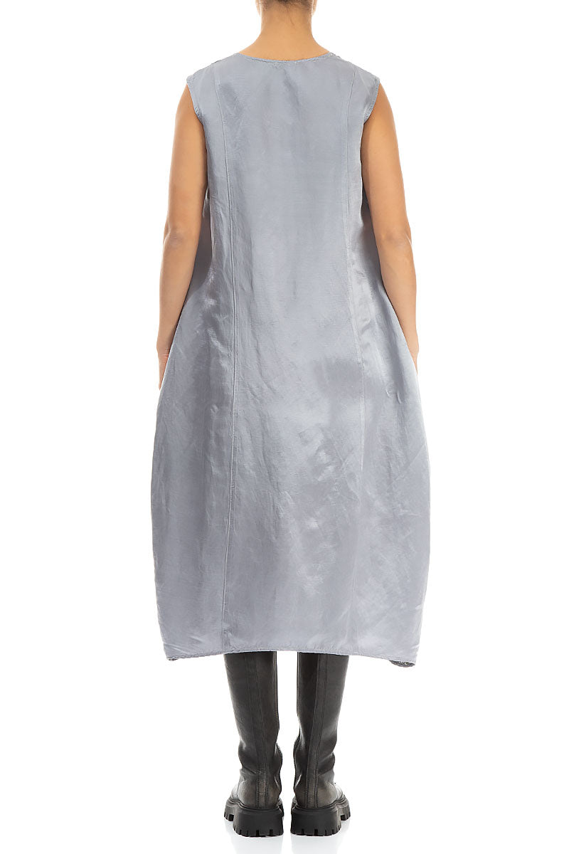 Sleeveless Balloon Light Grey Silk Dress 2