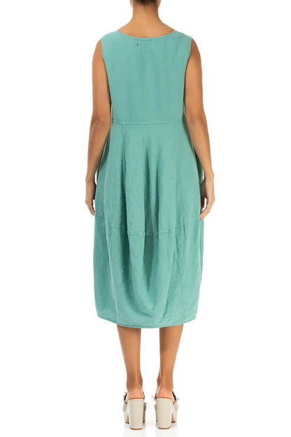 Sleeveless Balloon Mint Linen Dress 2