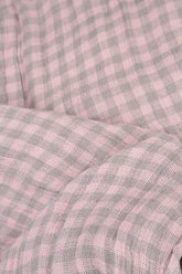 Sleeveless Balloon Pink Check Linen Dress 5