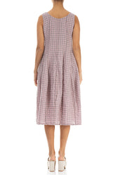 Sleeveless Balloon Pink Check Linen Dress 2