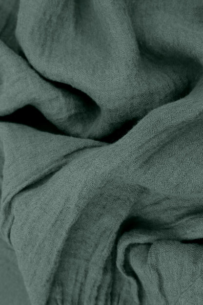 Sleeveless Balloon Sage Crêpe Linen Dress