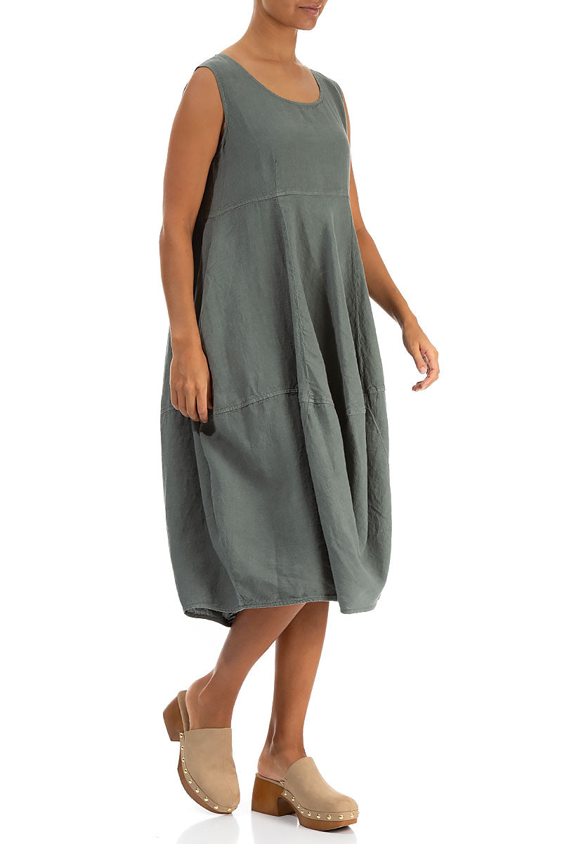 Sleeveless Balloon Sage Linen Dress 3