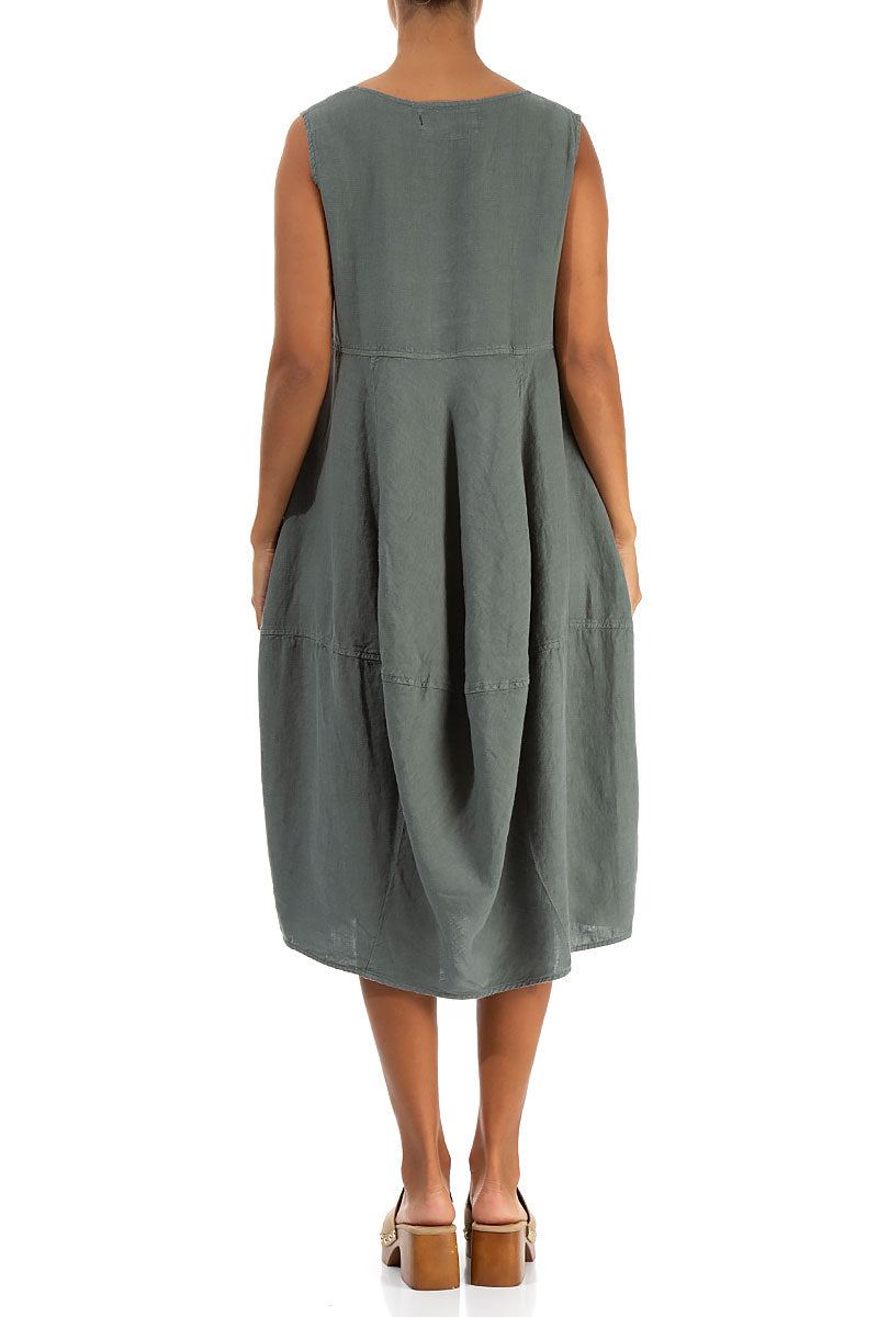 Sleeveless Balloon Sage Linen Dress 2