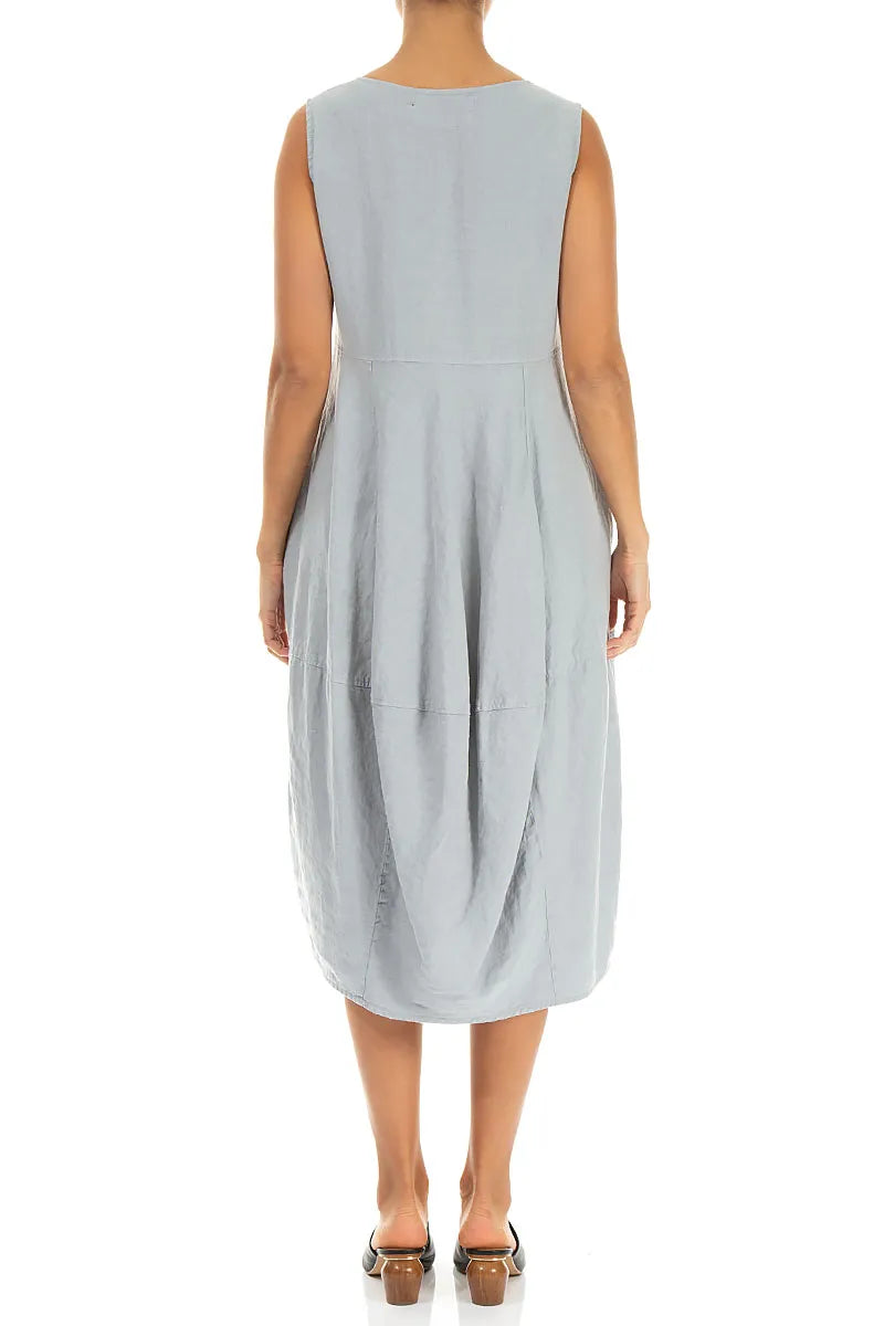 Robe sans manches en lin gris argenté ballon