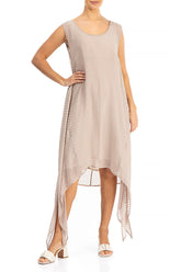 Sleeveless Beige Dotty Silk Tunic 4