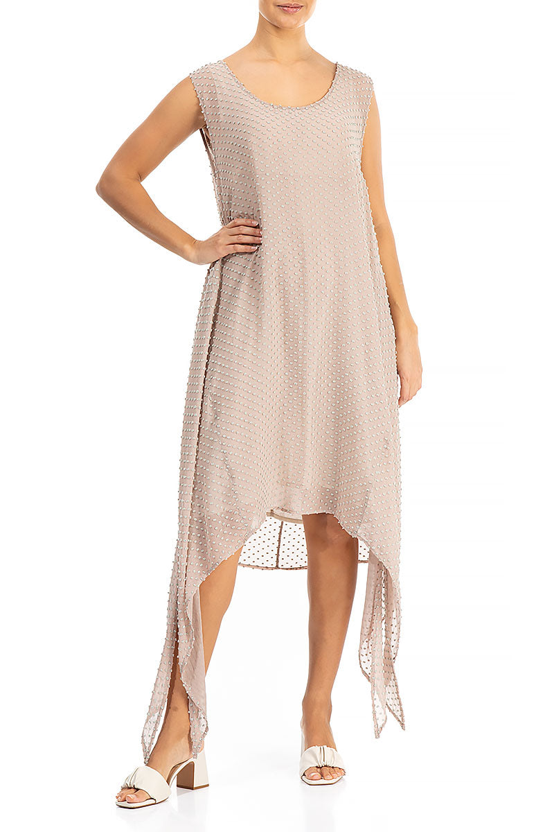 Sleeveless Beige Dotty Silk Tunic 4
