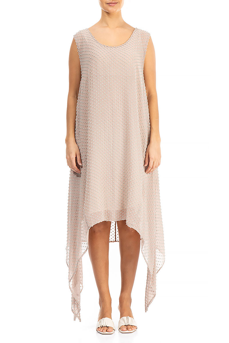 Sleeveless Beige Dotty Silk Tunic 1