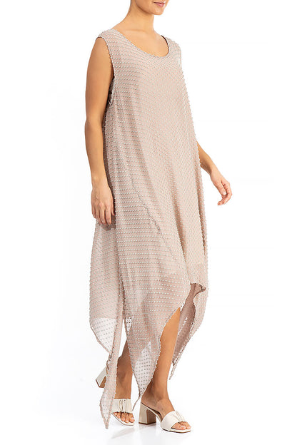 Sleeveless Beige Dotty Silk Tunic 3