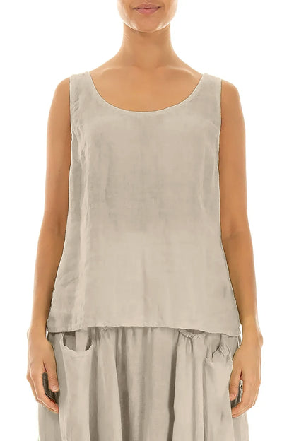 Ärmelloses Leinen-Top in Beige