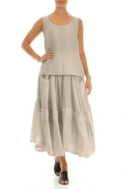 Ärmelloses Leinen-Top in Beige