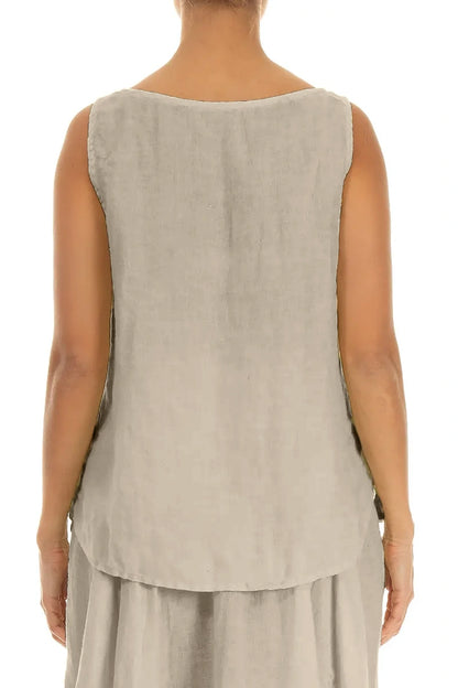 Ärmelloses Leinen-Top in Beige