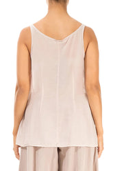 Sleeveless Beige Silk Cotton Top 2