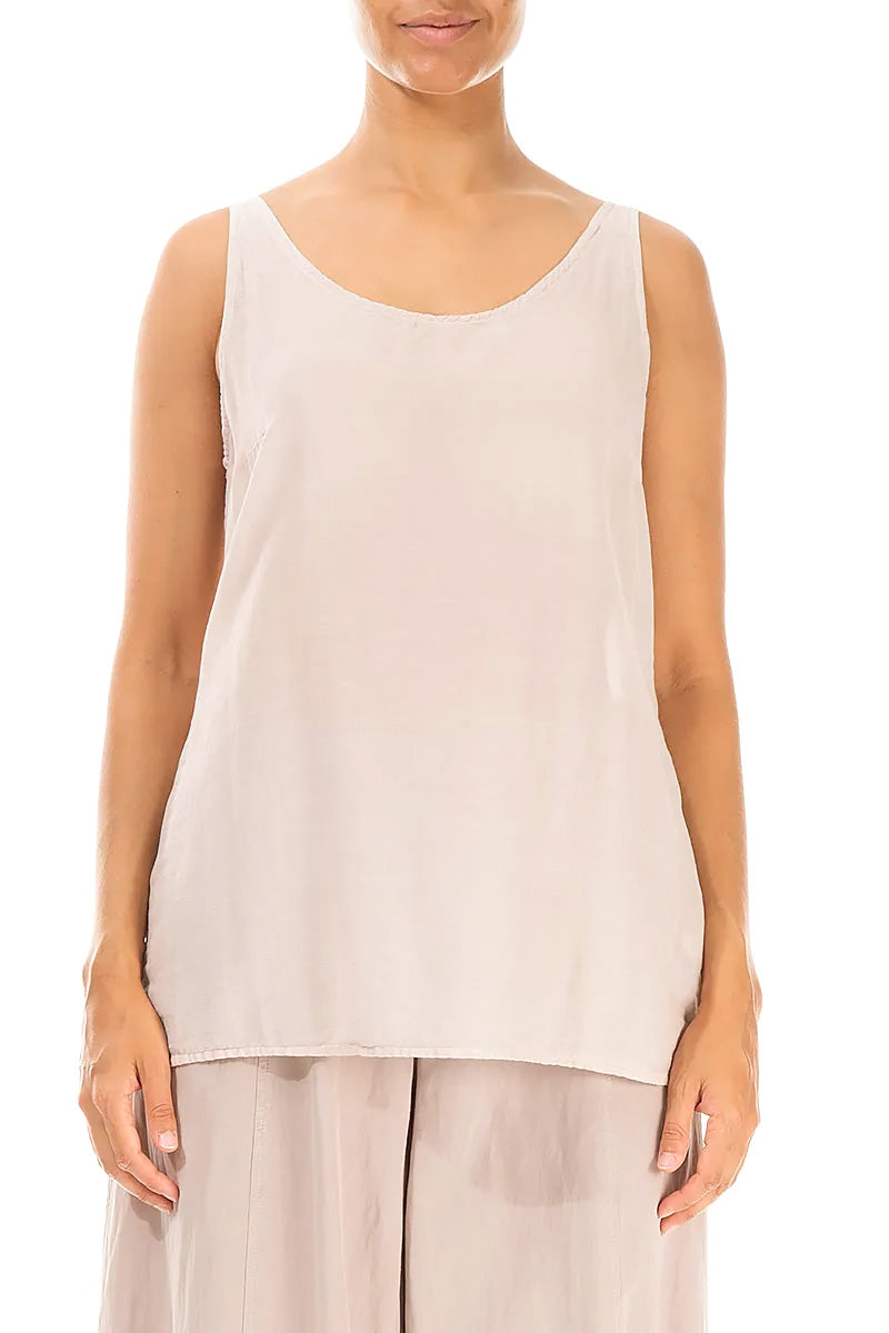 Sleeveless Beige Silk Cotton Top 1