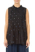 Sleeveless Black Embroidered Petals Cotton Blouse 1
