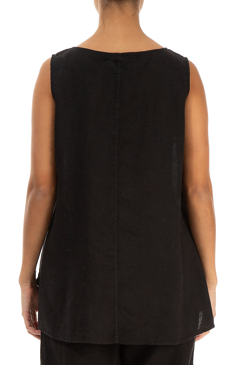 Sleeveless Black Linen Top 2