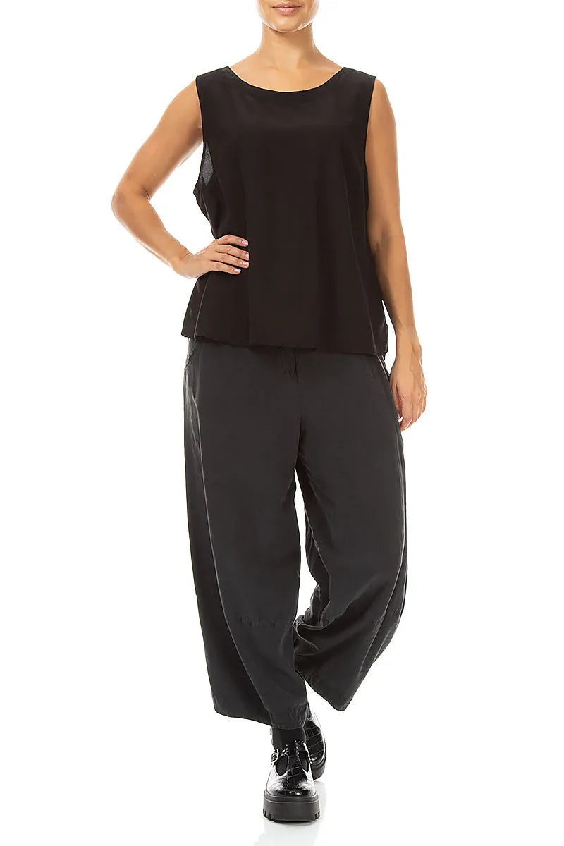 Sleeveless Black Silk Bamboo Top 4