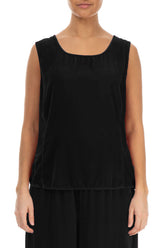 Sleeveless Black Silk Velvet Blouse 1