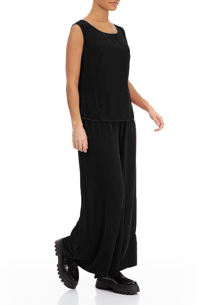 Sleeveless Black Silk Velvet Blouse 4