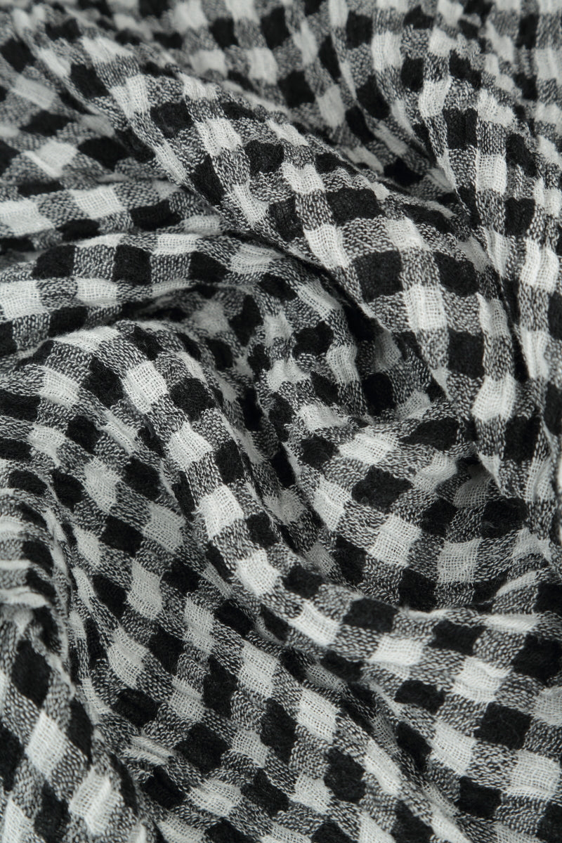 Sleeveless Black &amp; White Check Gauze Linen Vest 5