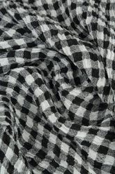 Sleeveless Black & White Check Gauze Linen Vest 5