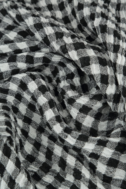 Sleeveless Black &amp; White Check Gauze Linen Vest 5