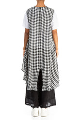 Sleeveless Black & White Check Gauze Linen Vest 2