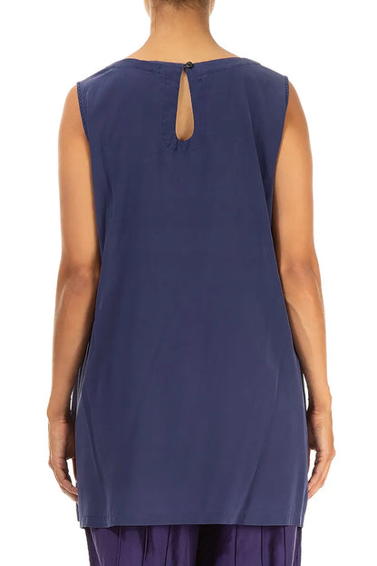 Sleeveless Blue Iris Silk Tunic 2