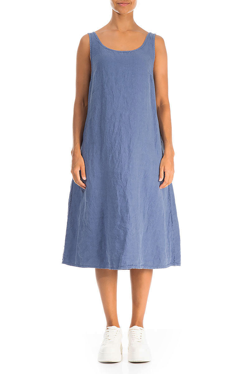 Sleeveless Blue Nova Linen Dress 1