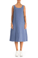Sleeveless Blue Nova Linen Dress 1