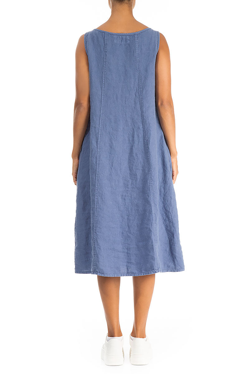 Sleeveless Blue Nova Linen Dress 2