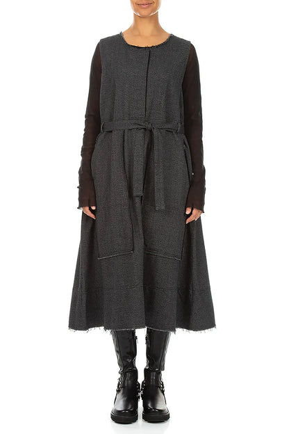 Sleeveless Charcoal Wool Dress 2