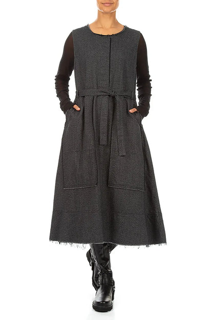 Sleeveless Charcoal Wool Dress 5