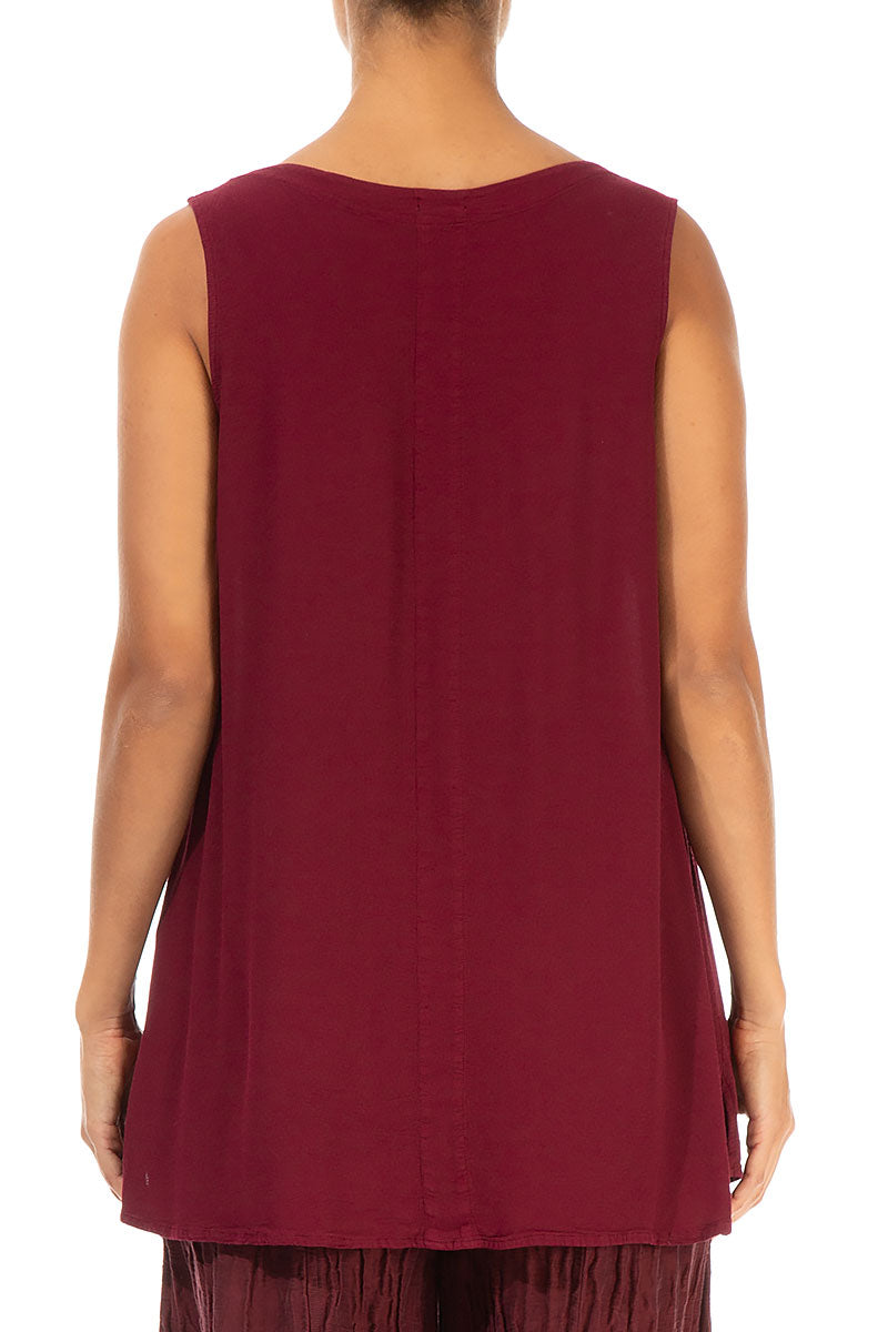 Sleeveless Claret Viscose Top 2