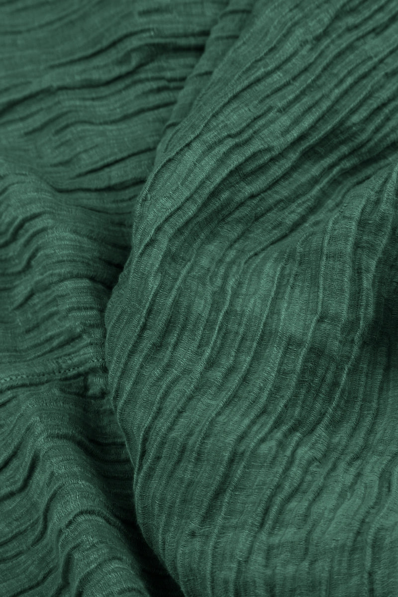 Sleeveless Cowl Neck Crinkled Sage Silk Dress 5