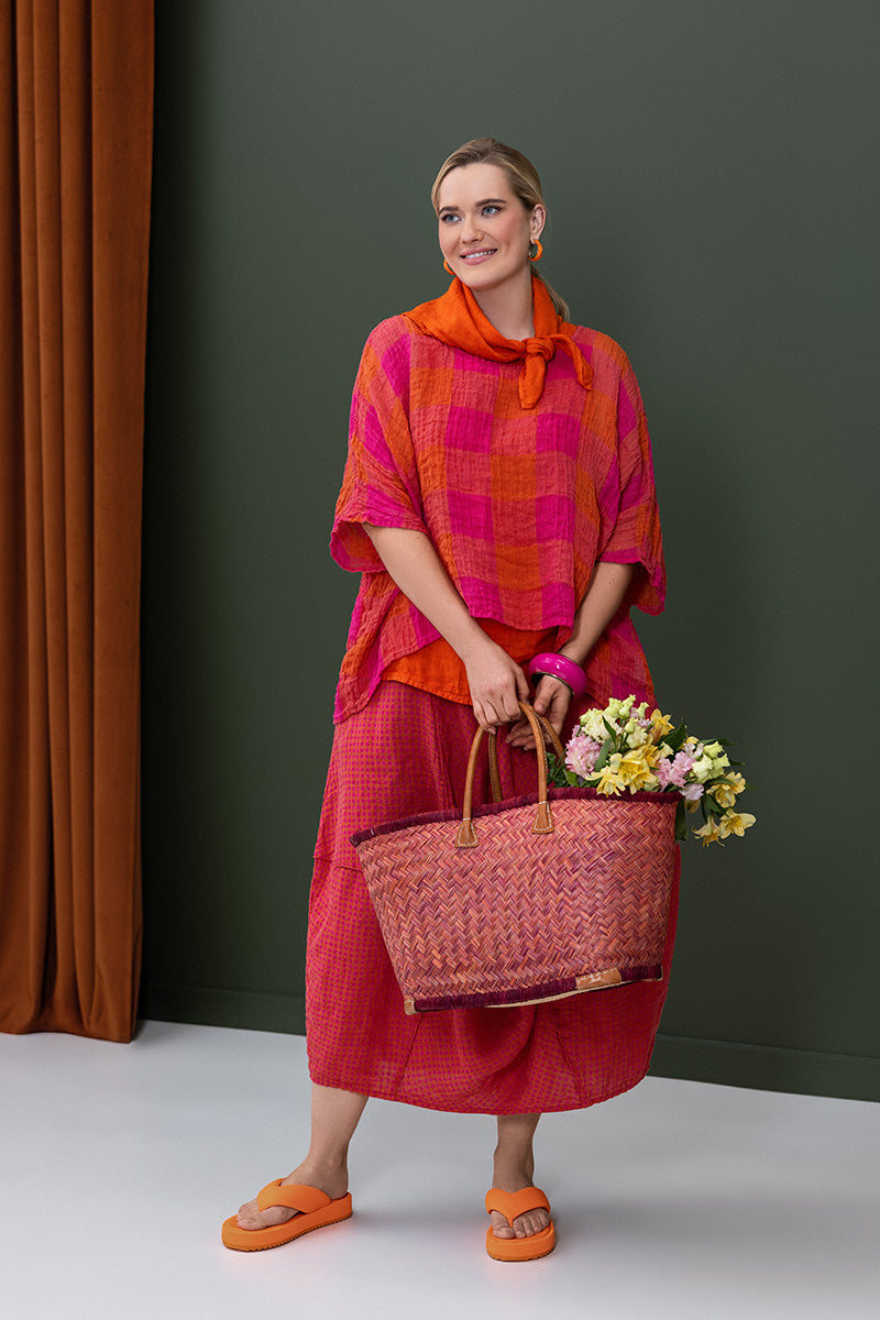 Sleeveless Flame Orange Linen Top 6