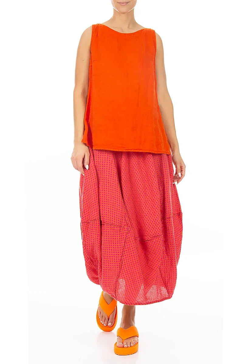 Sleeveless Flame Orange Linen Top 3