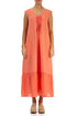 Sleeveless Flared Coral Linen Dress 1
