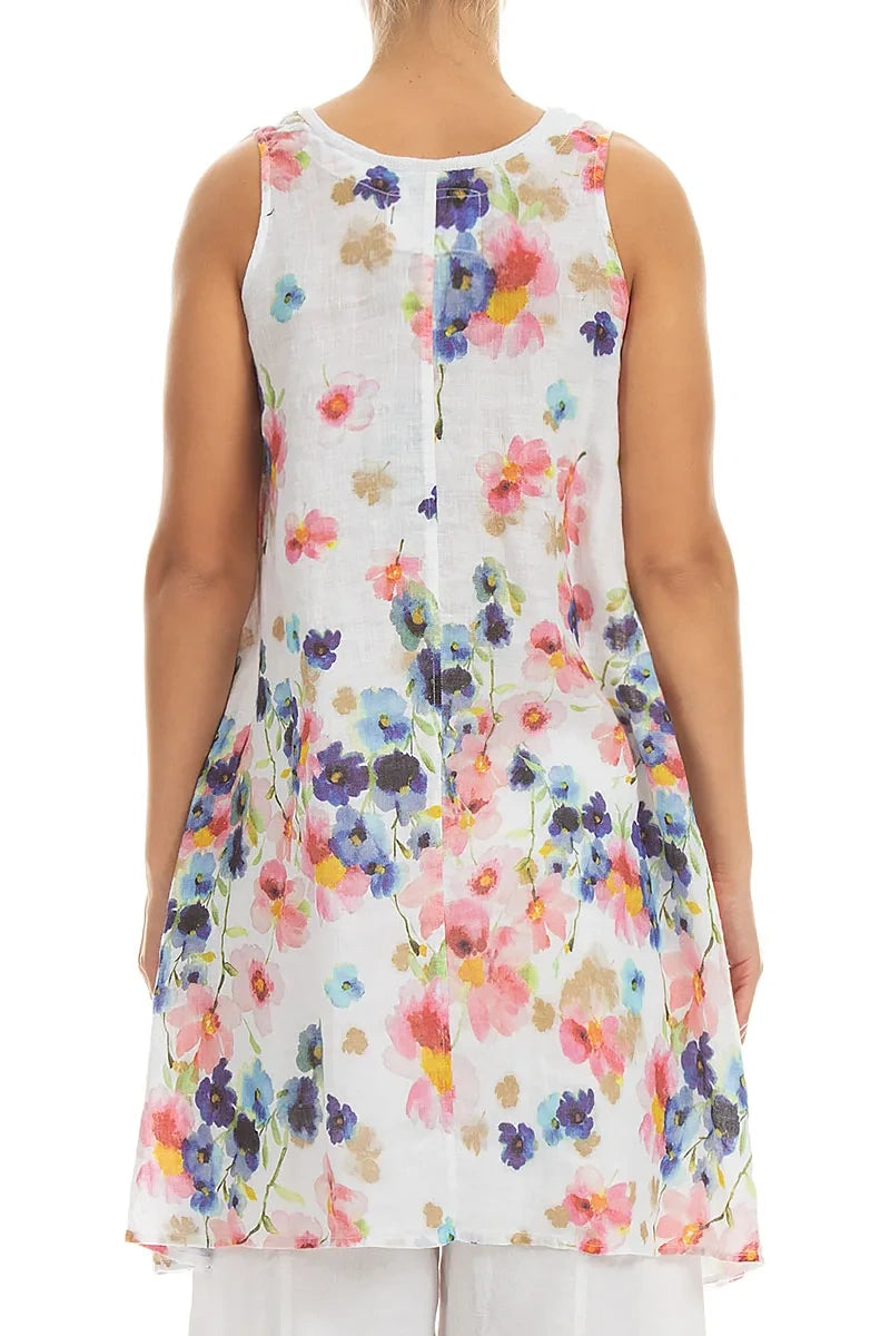 Sleeveless Flared Primrose Linen Tunic 2