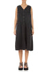 Sleeveless Four Pockets Charcoal Mélange Linen Dress 1