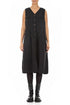 Sleeveless Four Pockets Charcoal Mélange Linen Dress 1
