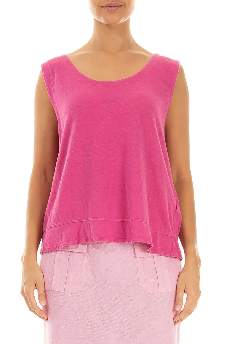 Sleeveless Fuchsia Linen Jersey Top