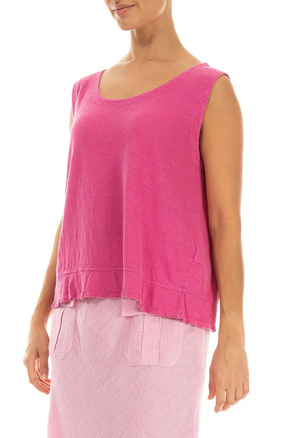Sleeveless Fuchsia Linen Jersey Top