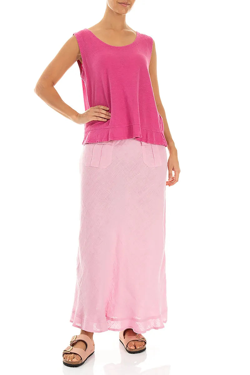 Sleeveless Fuchsia Linen Jersey Top