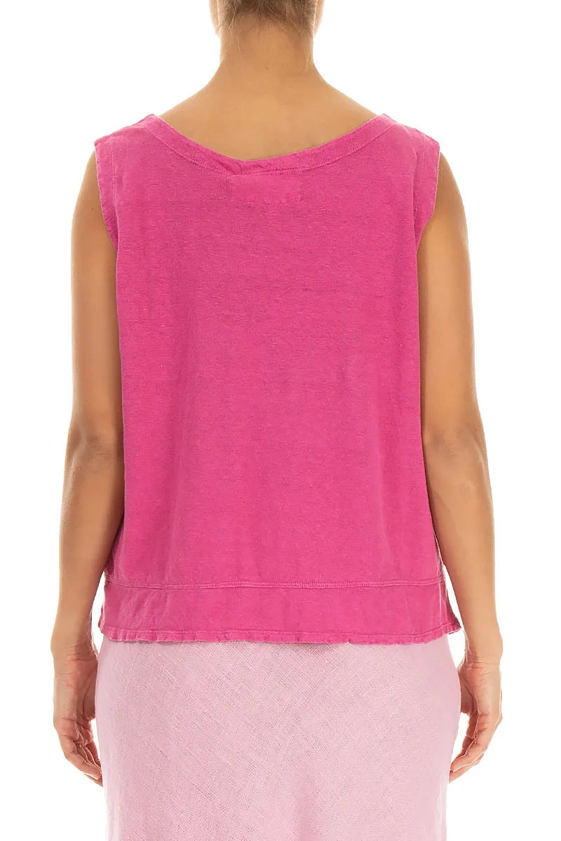Sleeveless Fuchsia Linen Jersey Top 2