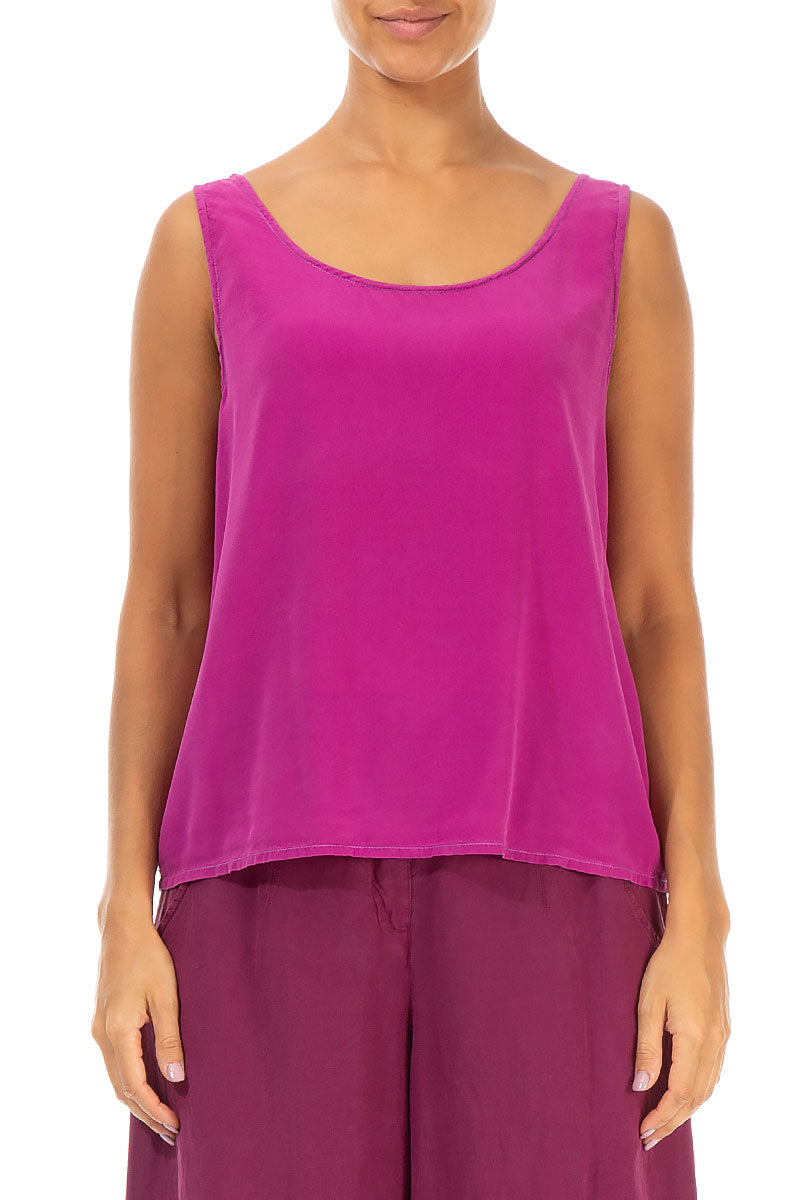 Sleeveless Fuchsia Pure Silk Top 1