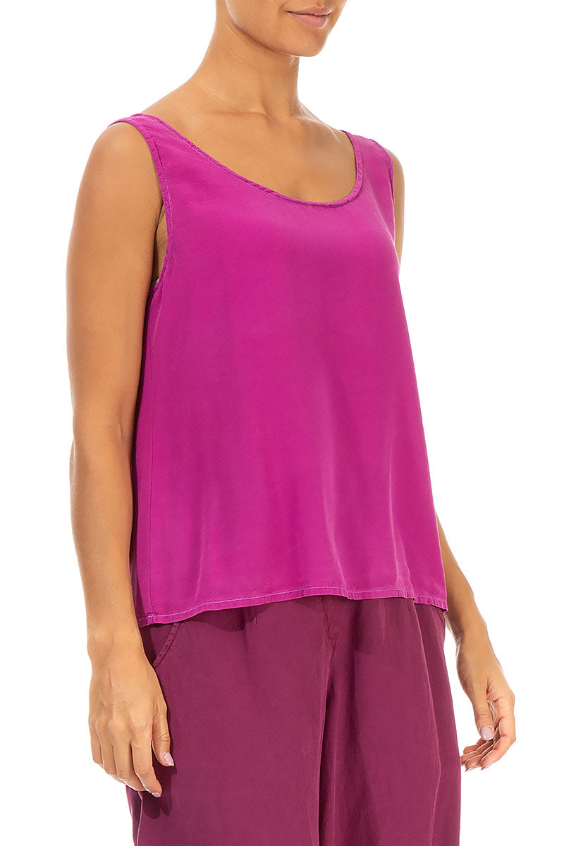 Sleeveless Fuchsia Pure Silk Top 3
